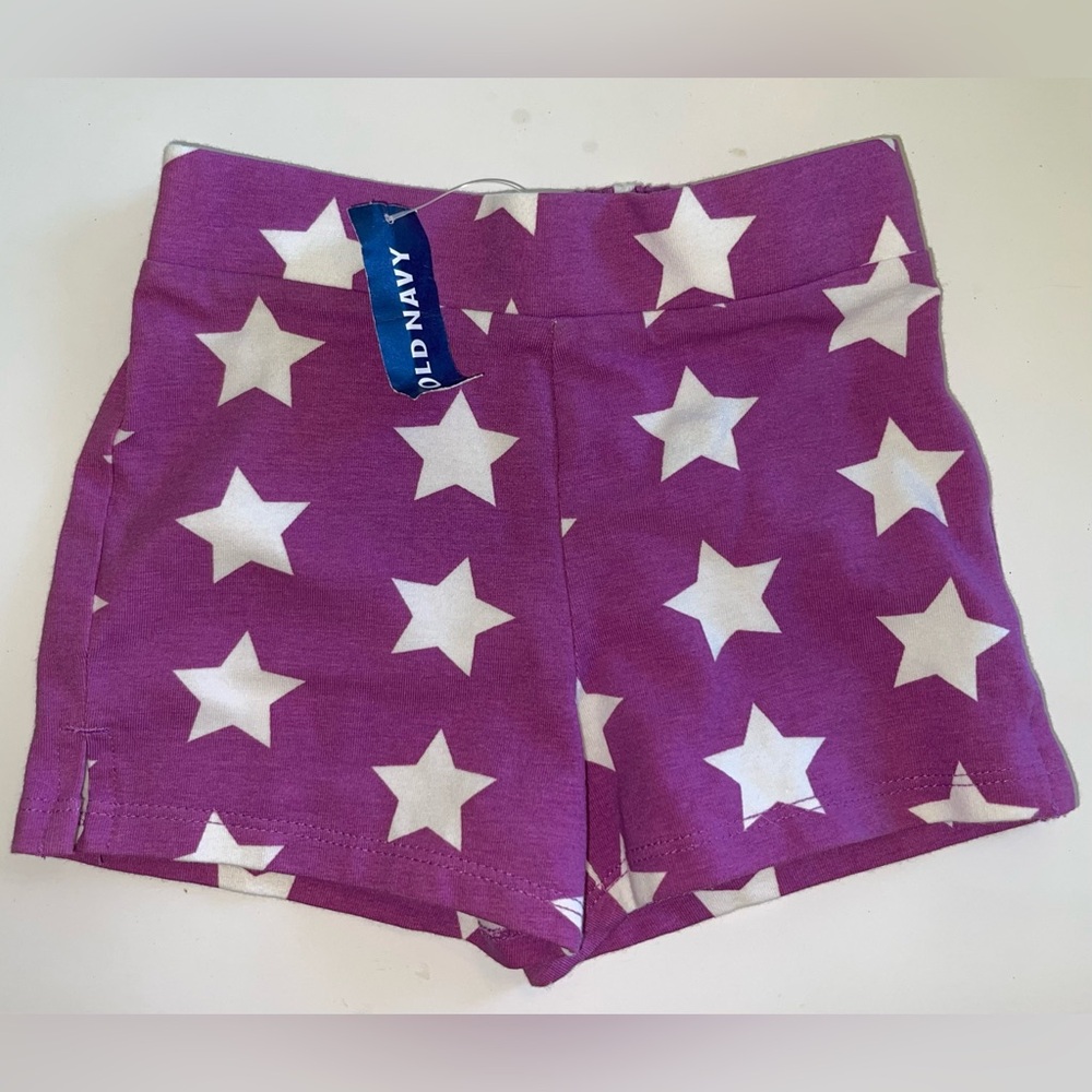 Old Navy Kids Purple & White Stars Elastic Waist Shorts, Size 12-18 Months